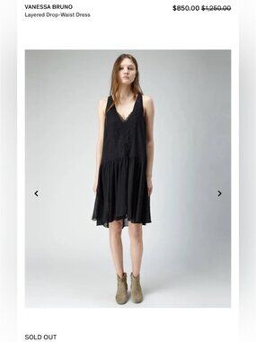 SS 2025 Vanessa Bruno 100% Silk boho Drop-Waist romantic midi Dress V-Neck 2 6 M